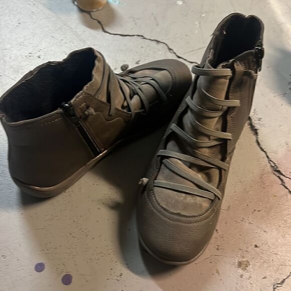 Size 39 Slate Grey Retro Laced Ankle Booties - Picture 3 of 4